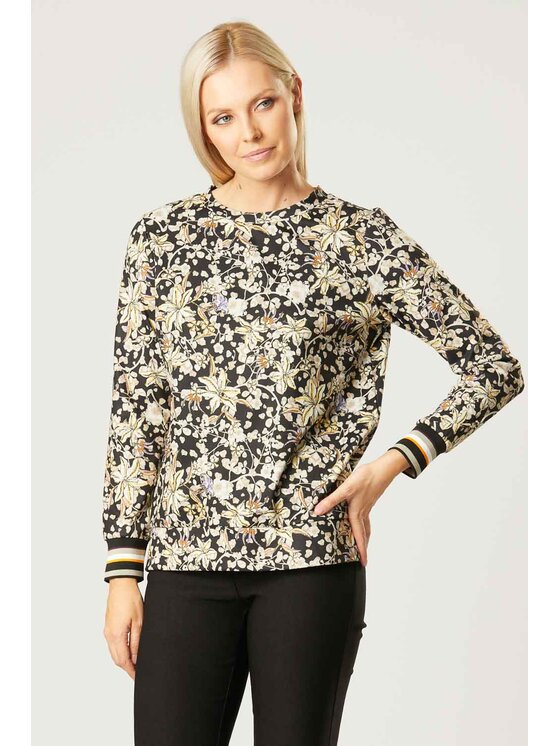 QUIOSQUE QUIOSQUE Halenka BLACK FLOWER BLOUSE Černá Regular Fit
