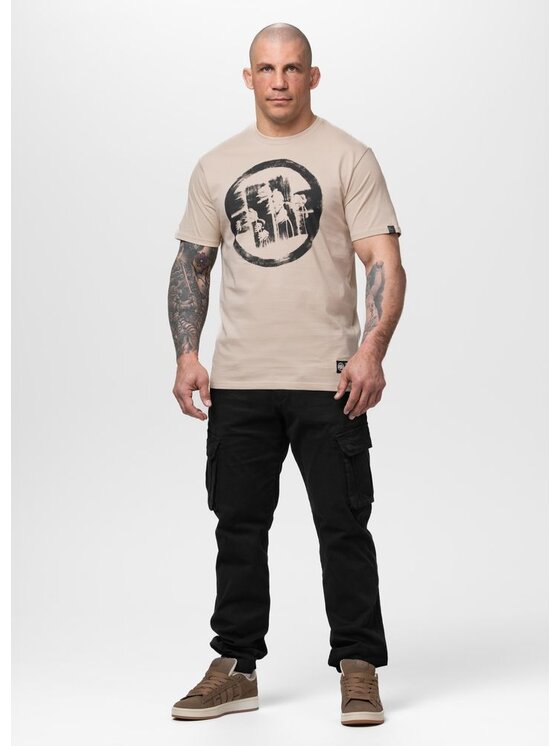 PITBULL PITBULL T-Shirt LOGO PALMS Beżowy Regular Fit