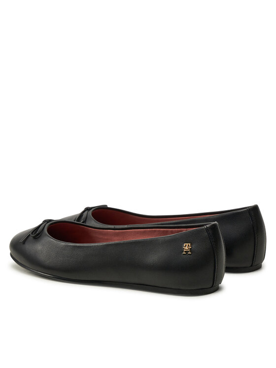 Tommy Hilfiger Tommy Hilfiger Ballerine Ballerina Leather Flat Bow FW0FW08359 Nero