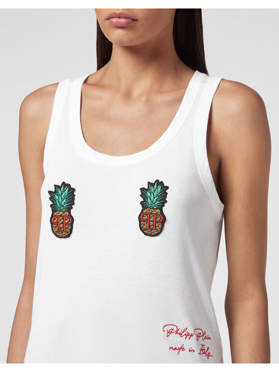 PHILIPP PLEIN PHILIPP PLEIN Tank top 30429 Biały Skin Tight Fit