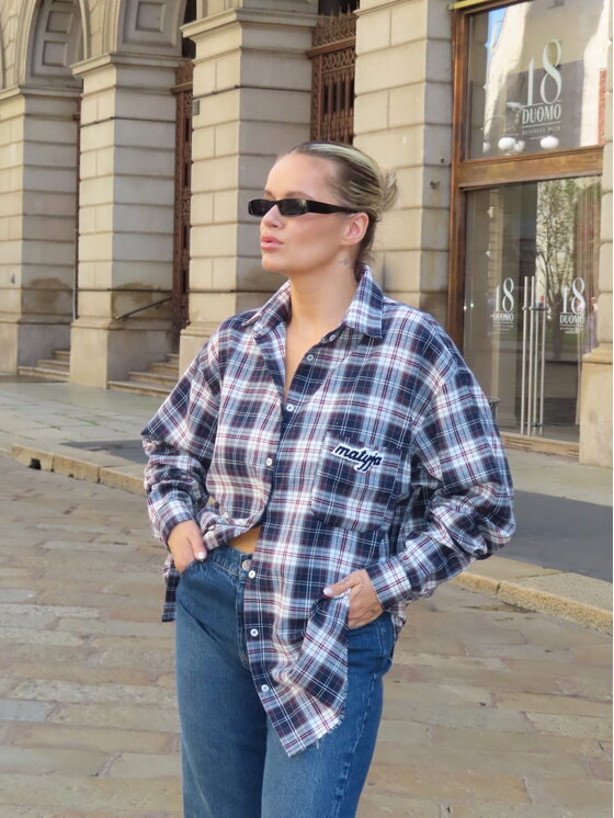Magda Matyja Magda Matyja Koszula LOUISE SHIRT NAVY Granatowy Loose Fit