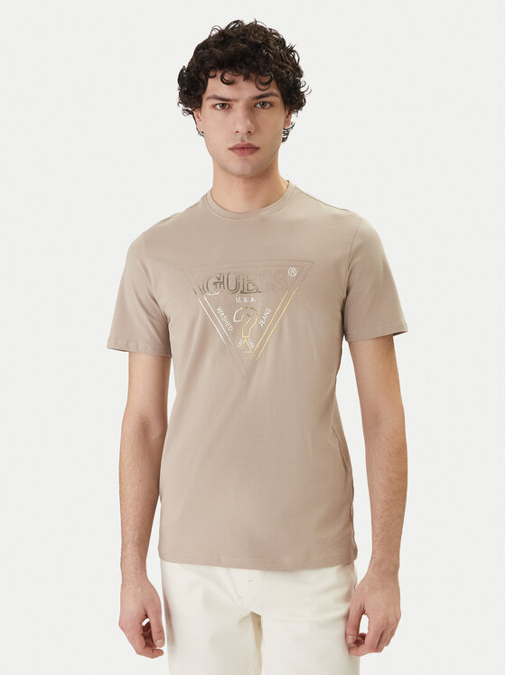 Guess Tricou M6GI11 K2992 Bej Slim Fit