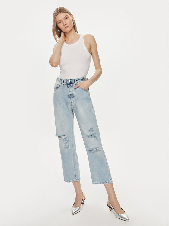 Please Please Τζιν P70UCJGW7U Μπλε Straight Fit