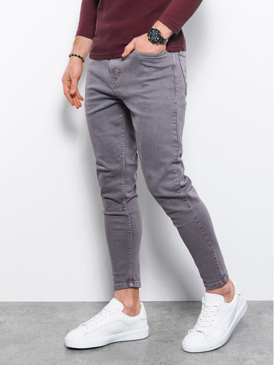 Ombre Ombre Jeansy P1058 Šedá Slim Fit