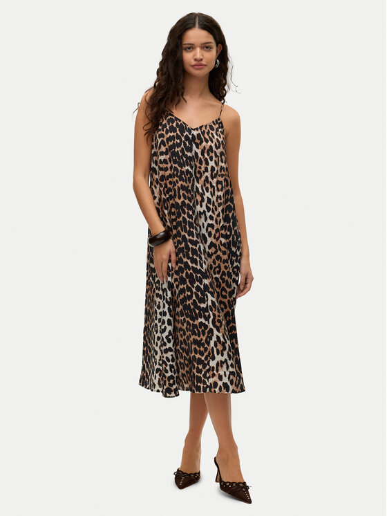 Vero Moda Vero Moda Poletna obleka Josie 10303398 Rjava Regular Fit
