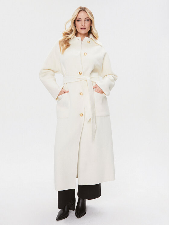 Elisabetta Franchi Elisabetta Franchi Vilnas mētelis CP-45D-36E2-V840 Écru Regular Fit