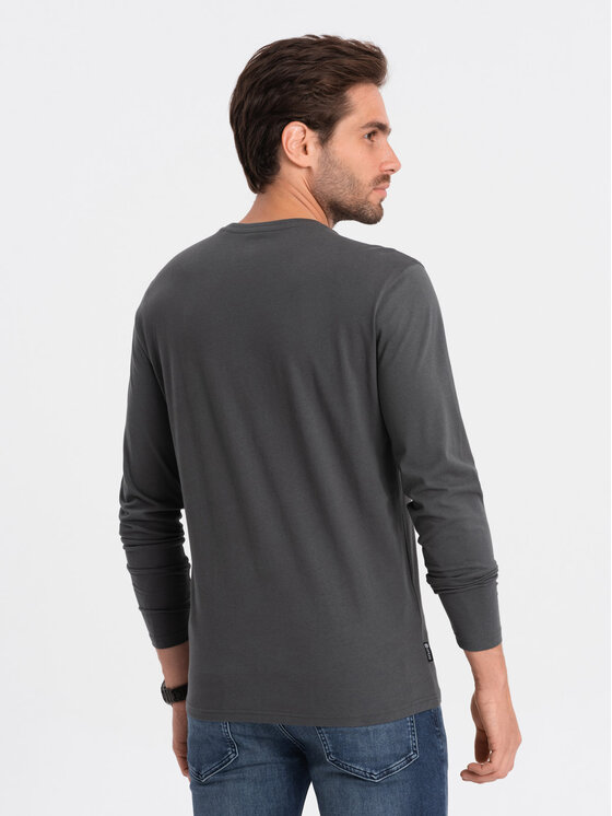 Ombre Ombre Longsleeve OM-LSBL-0106 Szary Regular Fit