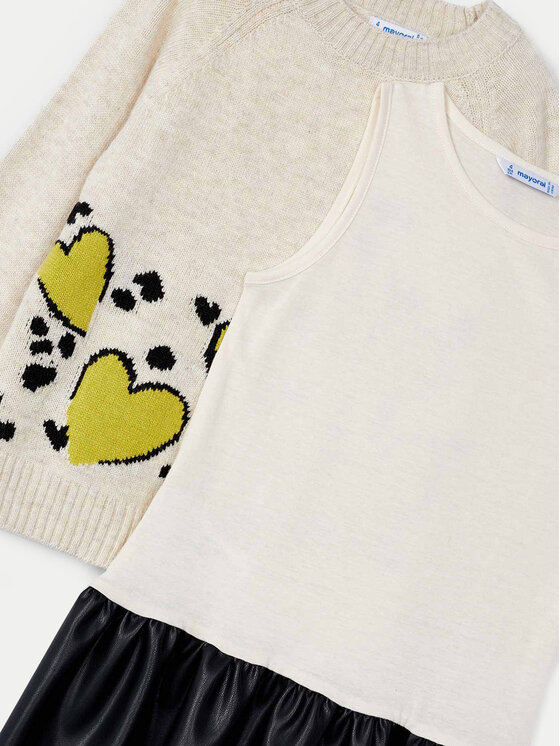 Mayoral Mayoral Set Pullover und Kleid 4925 Beige Regular Fit