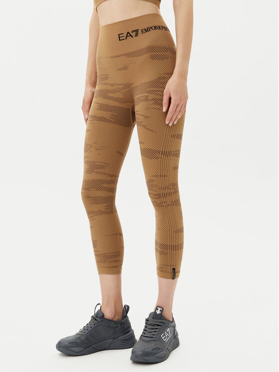 Damskie Legginsy EA7 Emporio Armani, Rozmiar M/L, Brązowe, 7W000518 AF13714 U6054
