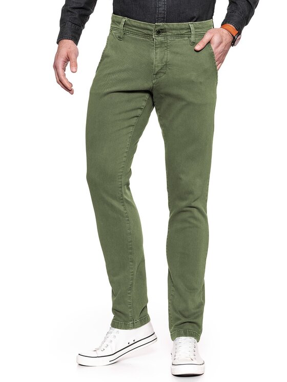 Mustang Mustang Chinosy 5P CHINO Zielony Regular Fit