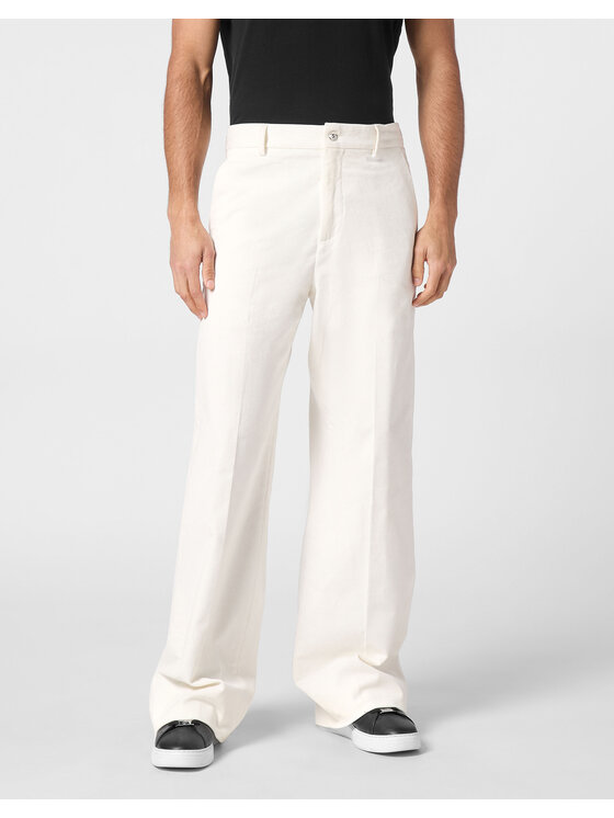 PHILIPP PLEIN PHILIPP PLEIN Pantaloni di tessuto 14645 Bianco Wide Fit