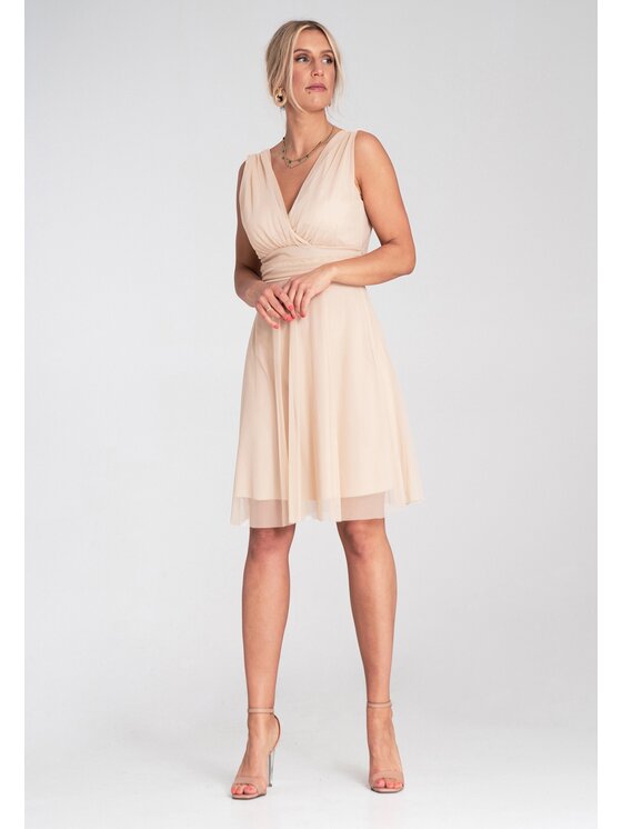 FIGL FIGL Koktejlové šaty M1207 Béžová Flared Fit