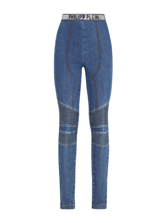 PHILIPP PLEIN PHILIPP PLEIN Legginsy 1593 Niebieski jasny Slim Leg