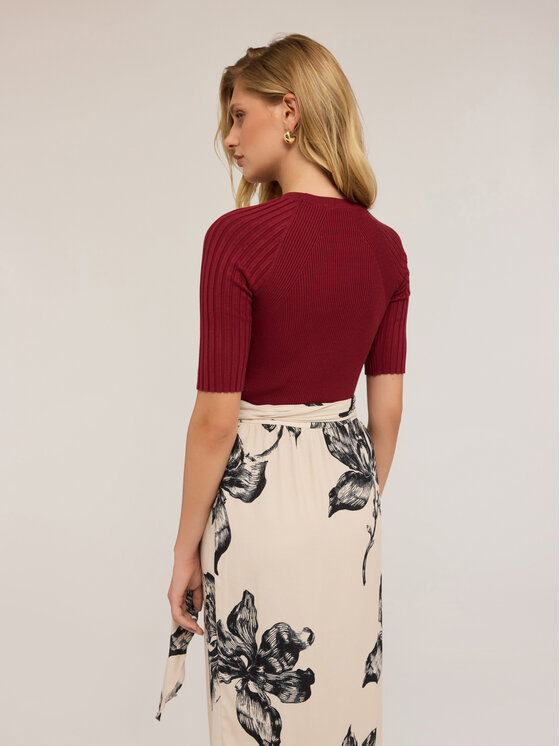 Motivi Motivi Cardigan M417W003511N036 Bordeaux Slim Fit