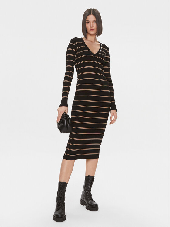 Liu Jo Liu Jo Kootud kleit MF3003 MS99E Must Slim Fit