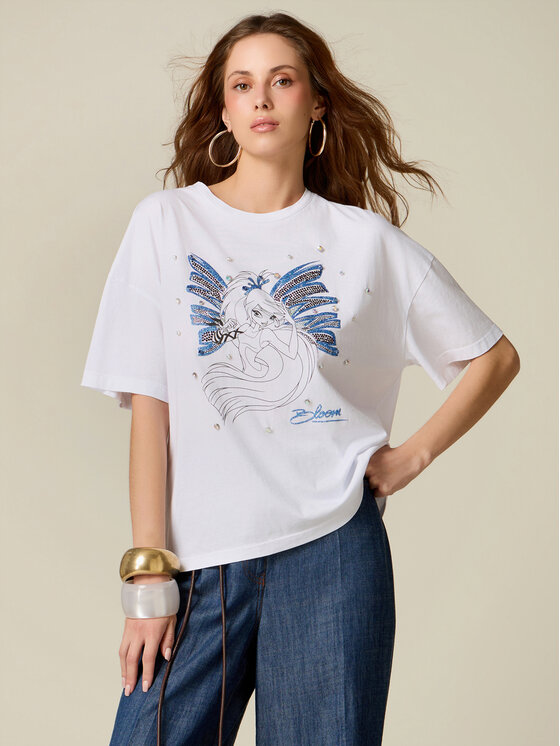 Oltre Oltre T-Shirt G03ZJ004814N011 Biały Regular Fit