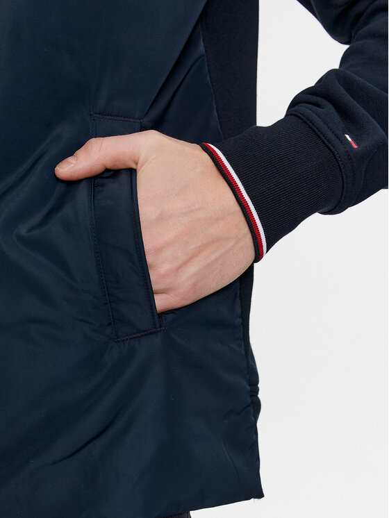 Tommy Hilfiger Tommy Hilfiger Bluza Logo Mix Media MW0MW33652 Granatowy Regular Fit