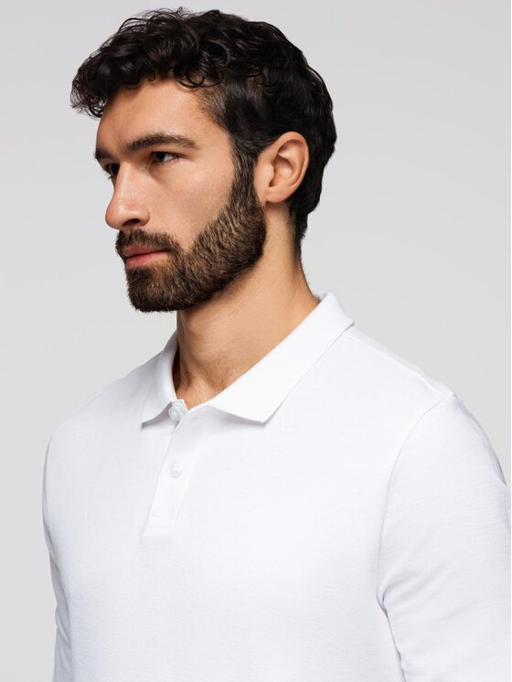 Ombre Ombre Longsleeve OM-POBL-0162 Biały Regular Fit