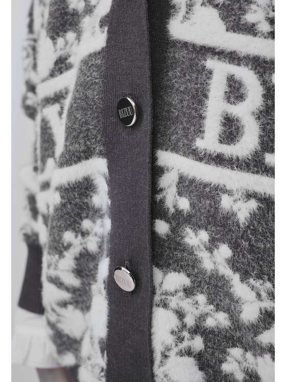 BIZUU BIZUU Kardigan LANZAR LOGO SWEATER Szary Standard Fit