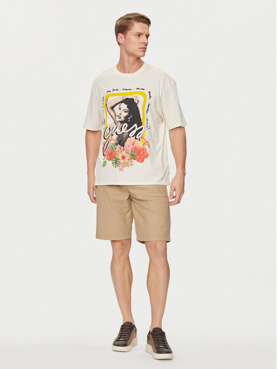 Guess Guess Kratke hlače Mick M4GD02 WFBXA Kaki Regular Fit