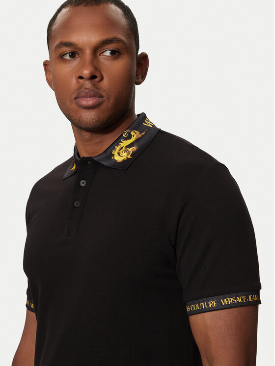 Versace Jeans Couture Versace Jeans Couture Тениска с яка и копчета 76GAGT00 Черен Regular Fit