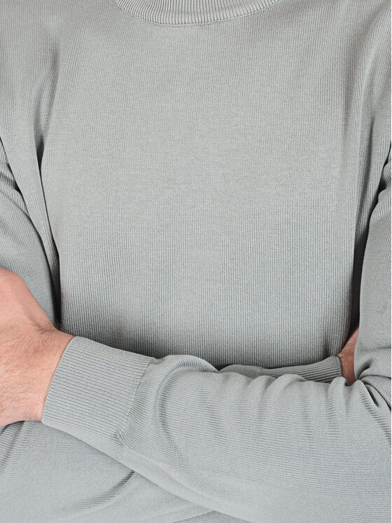 Evenemen Evenemen Sweter Round Neck Grey Szary Slim Fit