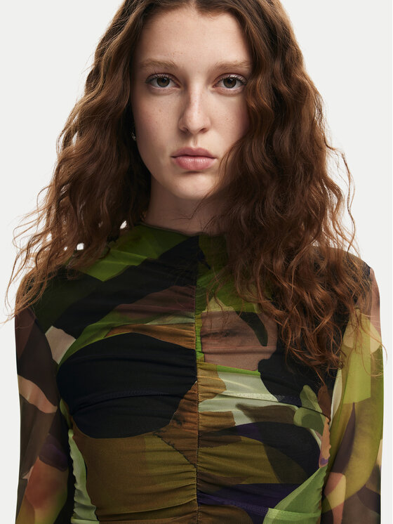 Desigual Desigual Každodenní šaty Camouflage Lacroix 24WWVK36 Zelená Slim Fit