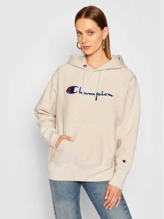 Champion Sweatshirt Script Fit Beige Regular 113794 Logo
