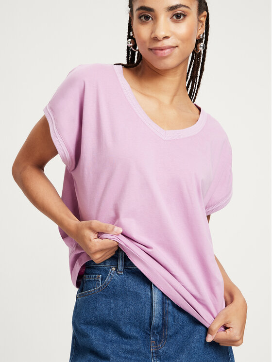 Cross Jeans Cross Jeans T-Shirt 56074-012 Fioletowy Regular Fit