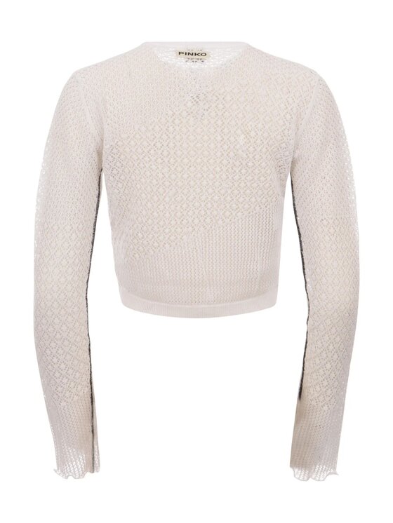 PINKO PINKO Kardigan Baitou cardigan punzonato Biały Cropped Fit