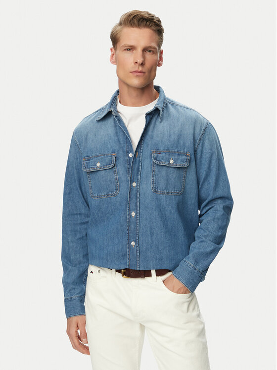 Tommy Jeans cămașă de blugi DM0DM23028 Albastru Relaxed Fit
