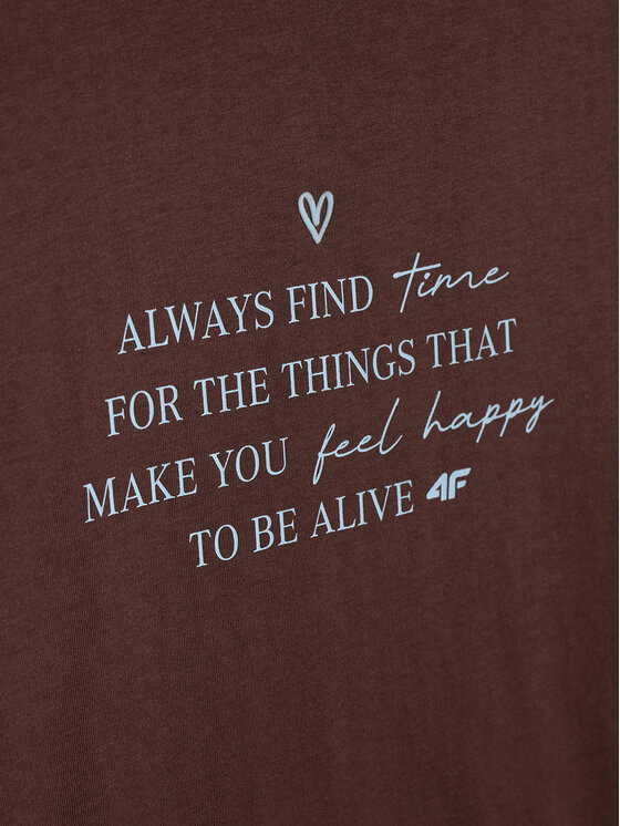 4F 4F T-Shirt SELF LOVE Brązowy ciemny Regular Fit