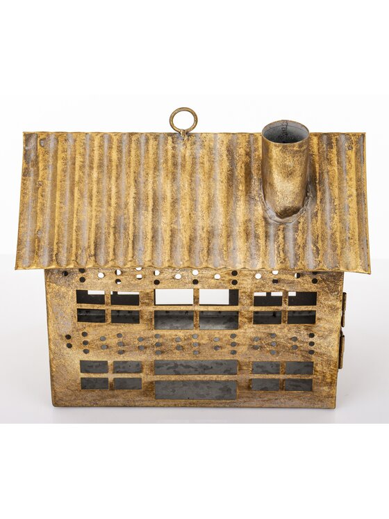 MIAhome MIAhome Lampion metalowy domek 21,5x24,5x15 cm MUOYA z szerokimi drzwiczkami Złoty