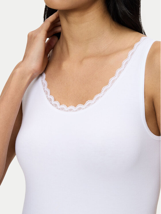Triumph Triumph Top Feel Of Cotton 10224975 Biały Slim Fit
