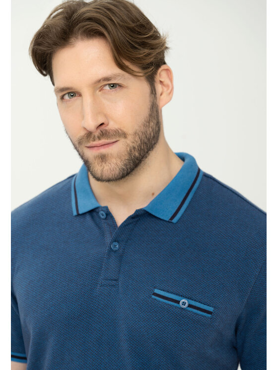 Volcano Volcano Polo T-WERTO Niebieski Regular Fit