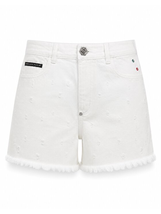 PHILIPP PLEIN PHILIPP PLEIN Pantaloncini di jeans 31768 Bianco Skinny Fit