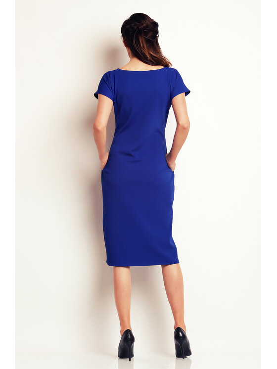 Awama Awama Sukienka letnia A142 Niebieski Basic Fit