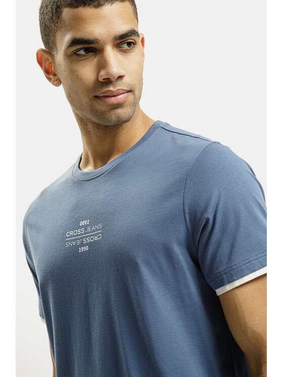 Cross Jeans Cross Jeans T-Shirt 16057-005 Niebieski Regular Fit