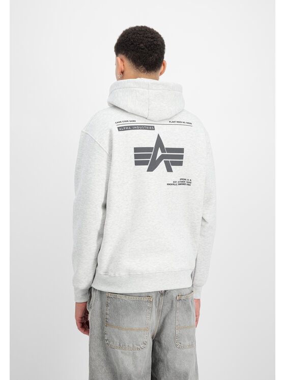 Alpha Industries Alpha Industries Bluza Label Backprint Hoodie Szary Regular Fit