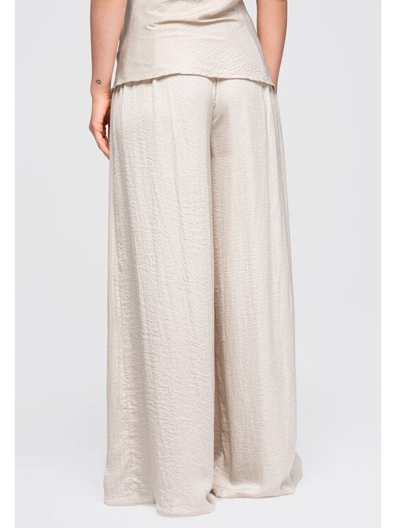 Ombre Ombre Kalhoty z materiálu OW-PA-E0012 Béžová Relaxed Fit