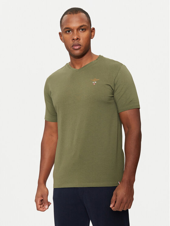 Męski T-Shirt Aeronautica Militare, Rozmiar L, Zielony, AM1UTI002