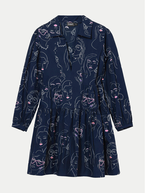 Desigual Desigual Každodenní šaty Louisville 24WWVW66 Tmavomodrá Loose Fit
