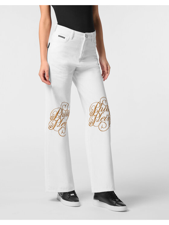 PHILIPP PLEIN PHILIPP PLEIN Jeansy 24895 Biały Skater Fit