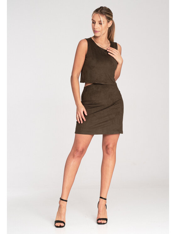 FIGL FIGL Sukienka codzienna M1060 Khaki Fitted Fit