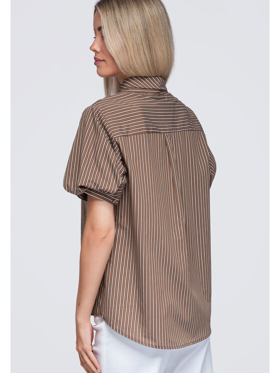 Ombre Ombre Koszula OW-SH-E0067 Brązowy Loose Fit