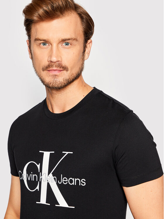 Calvin Klein Jeans T-krekls J30J320935 Melns Slim Fit