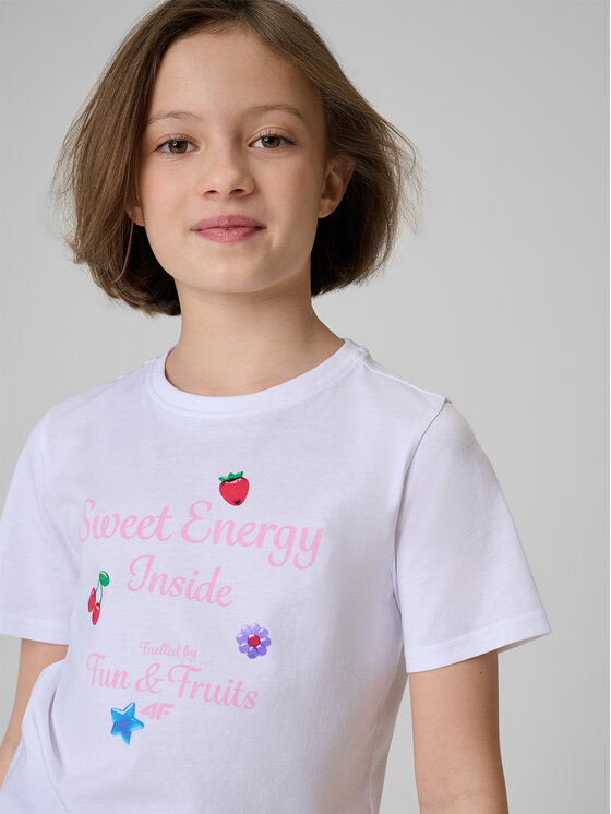 4F 4F T-Shirt JELLIFICATION Biały Regular Fit
