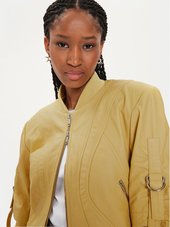 Gestuz Gestuz Lederjacke Elly 10908970 Gelb Regular Fit
