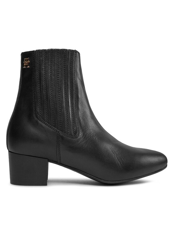 Tommy Hilfiger Īsie zābaki Essential Leather Boot FW0FW07759 Melns