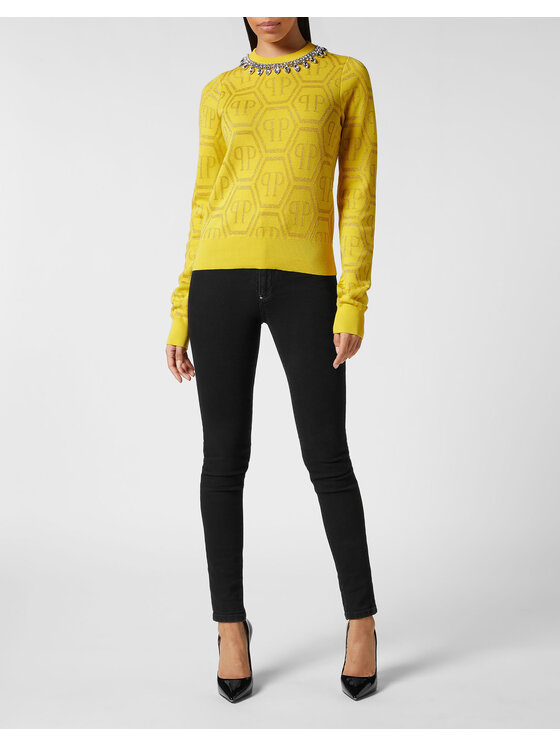 PHILIPP PLEIN PHILIPP PLEIN Sweter 15281 Żółty Regular Fit